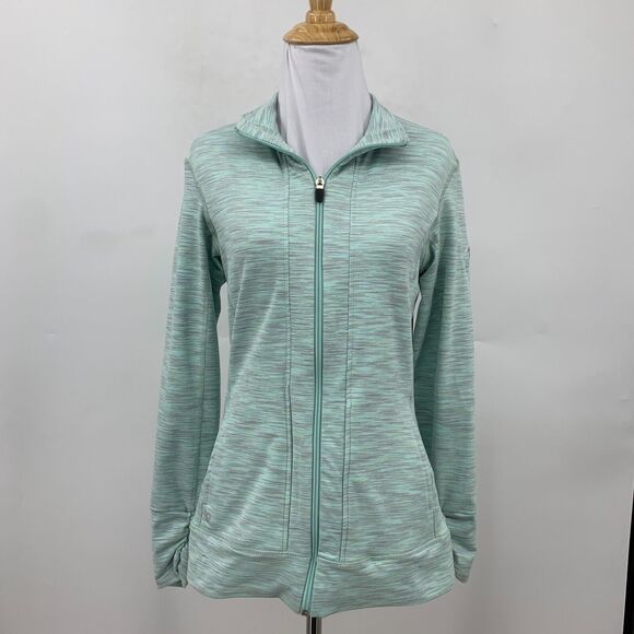 Straight Down Zip Up Jacket Womens S Small Sea Mist Pockets Collar Performance - Picture 2 of 12